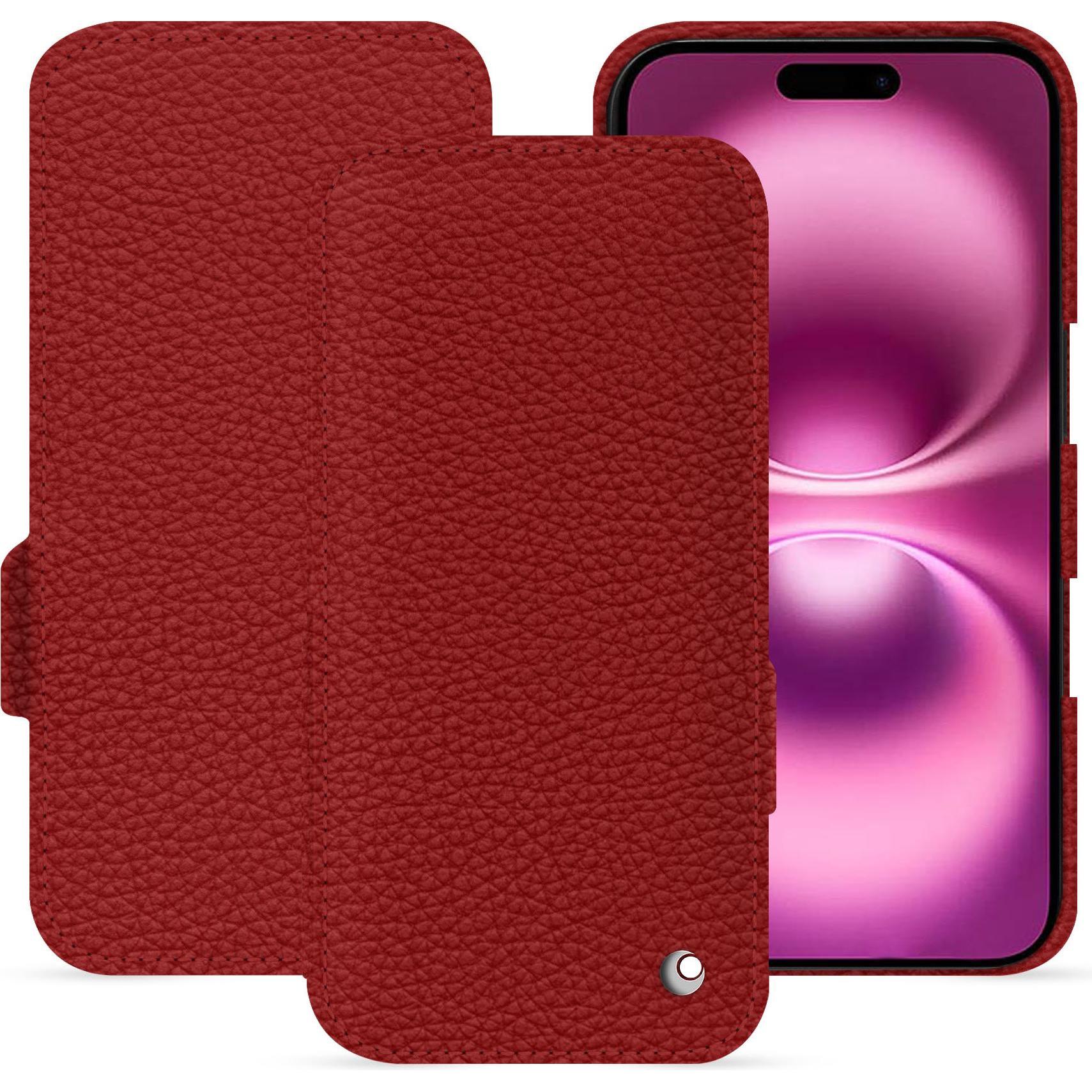 Noreve Lederschutzhülle horizontal (Apple iPhone 16 Plus), Smartphone Hülle, Rot