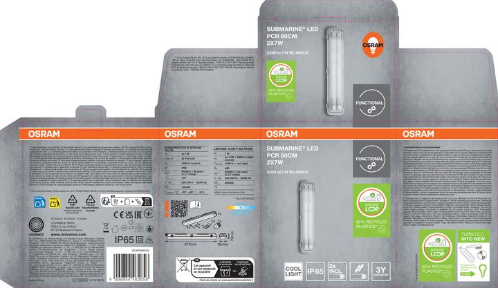Produktbild Osram SUBMARINE PCR 60 2 X 7W 840 G13 T8 (1600 lm)