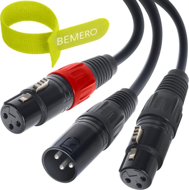 Produktbild Bemero BAC4142-75BK Y-Adapterkabel 1x XLRm - 2x XLRf 0.75m schwarz (0.20 m, XLR Kabel)