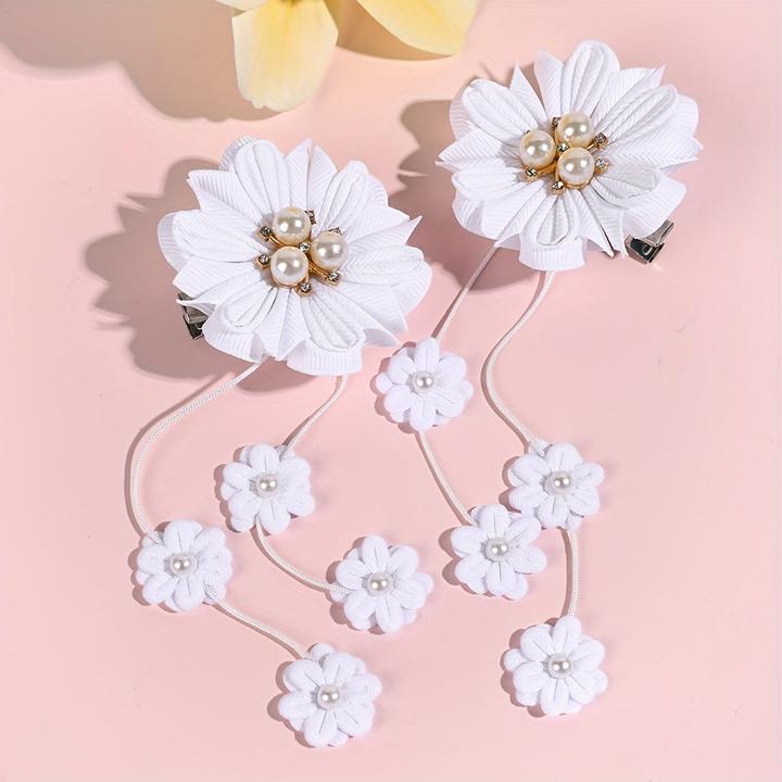 Actual product image Activity Board 2pcs Elegante Prinzessin Blume Haarspangen Süsse Faux Dekor Quaste Haarnadeln Ideal Haar Zubehör (2 pcs.)