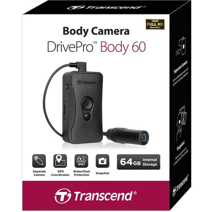 Image du produit Transcend DrivePro Body 60 (Bluetooth, WiFi, Écran intégré, Accéléromètre, Full HD)