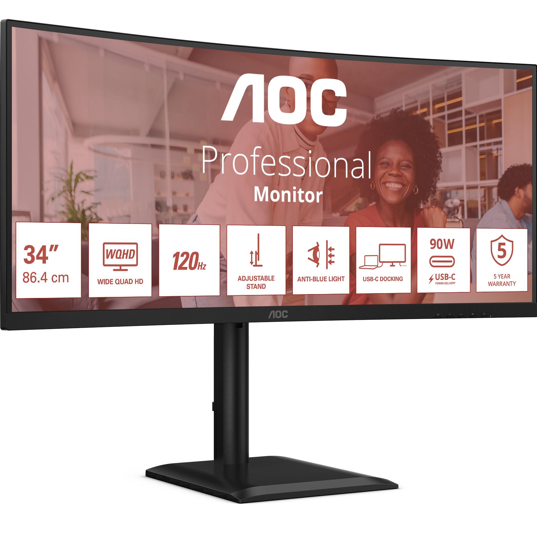 AOC CU34E4CV (3440 x 1440 Pixel, 34"), Monitor, Schwarz