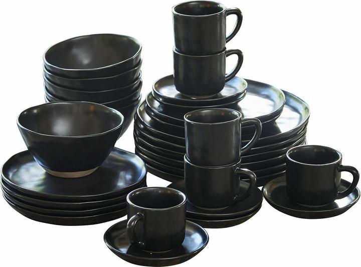 Actual product image Loberon Tableware Set of 30 Biarré black (30 pcs.)