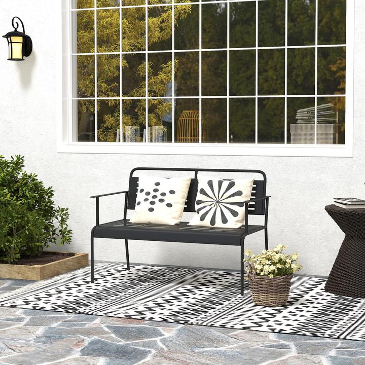 Actual product image Outsunny Gartenbank Stahl Schwarz