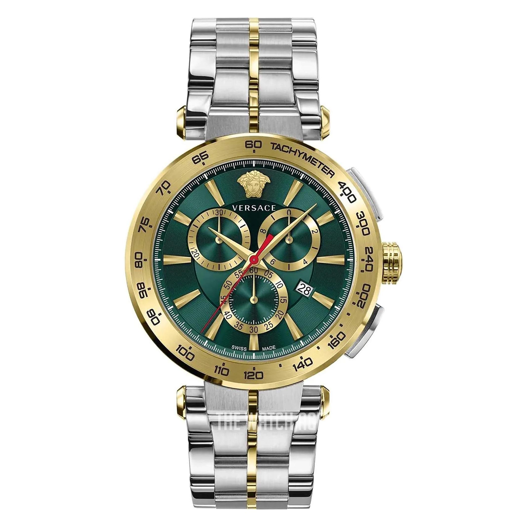 Versace, Armbanduhr, VE6CA0523, Silber, Gold, (Chronograph, Swiss Made, 45 mm)