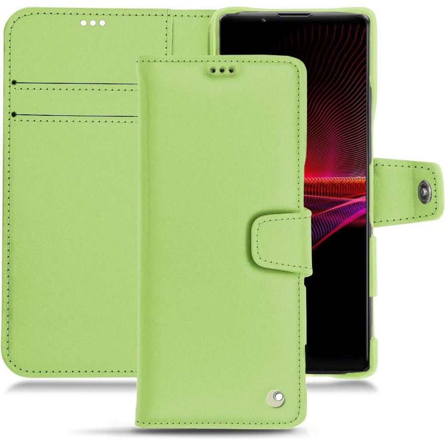 Noreve Lederschutzhülle Wallet (Sony Xperia 1 III), Smartphone Hülle, Grün