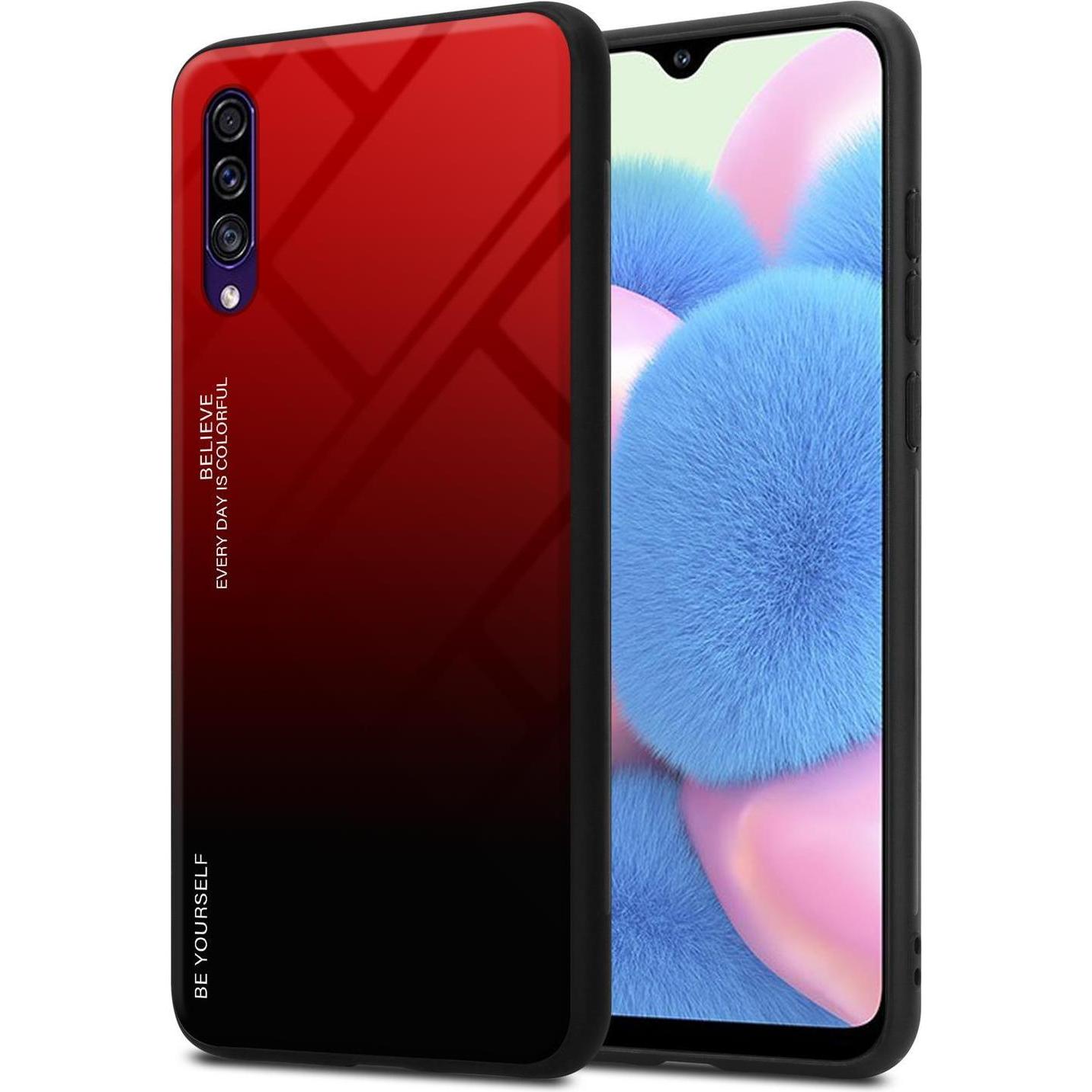Cadorabo TPU 2 Farben Glas Cover (Samsung Galaxy A50s, Samsung Galaxy A30s, Samsung Galaxy A50), Smartphone Hülle, Schwa...