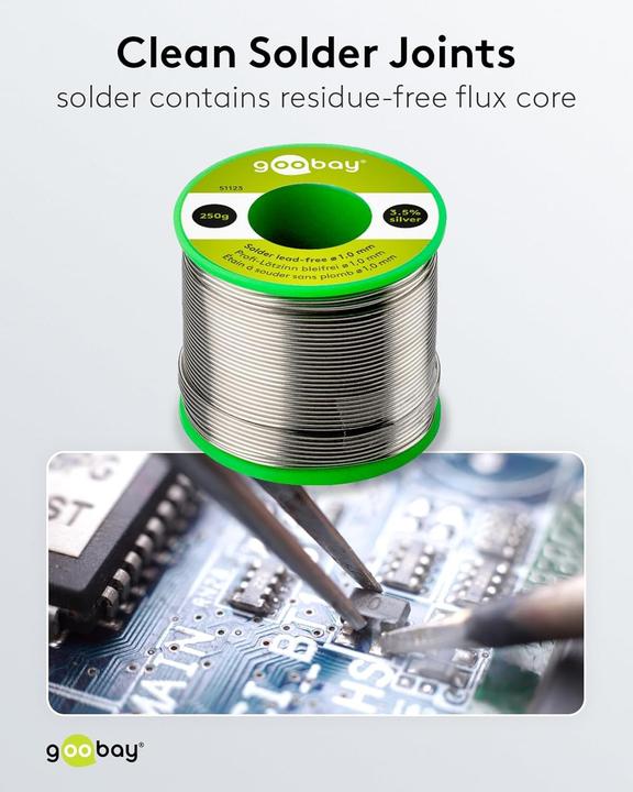 Image du produit Goobay Étain de soudure professionnel sans plomb, ø 1,0 mm, 250 g (Souder)