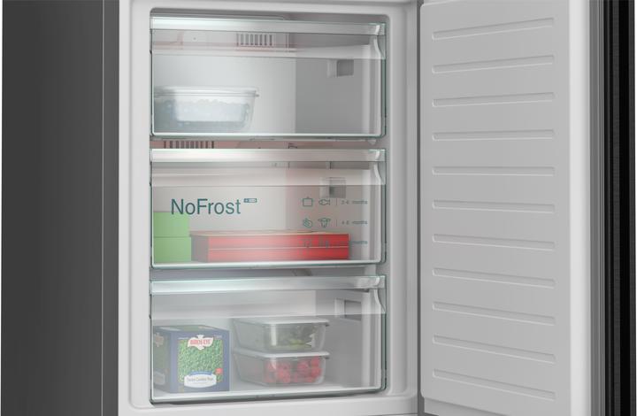 Actual product image Siemens iQ500, free-standing fridge-freezer with freezer at bottom, 203 x 60 cm, BlackSteel, KG39N4X1F (363 l)