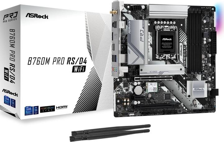 Produktbild AsRock B760M Pro RS/D4 WiFi (LGA 1700, Intel ICH7, mATX)