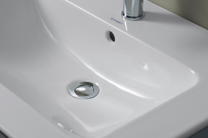 Produktbild Duravit Doppelwaschtisch ME by Starck m ÜL m HLB 1300x490mm 1 HL we sdm WG (490 mm, 1300 mm)