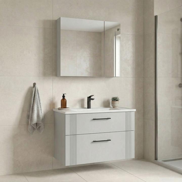 Produktbild Homitis Bari 85 v2 Bathroom Cabinet With Sink & Mirror Set (2 Pieces)