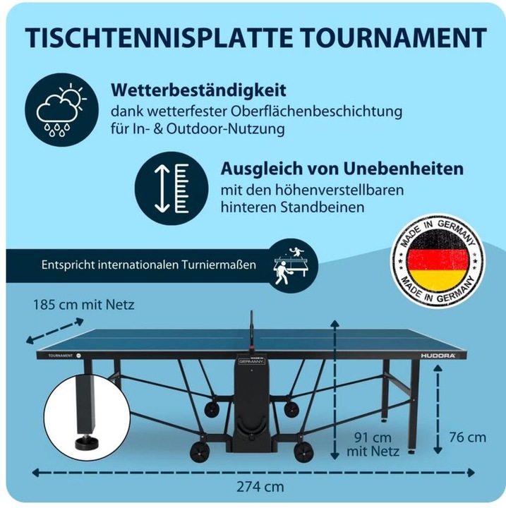 Image du produit Hudora Table de ping-pong Tournament