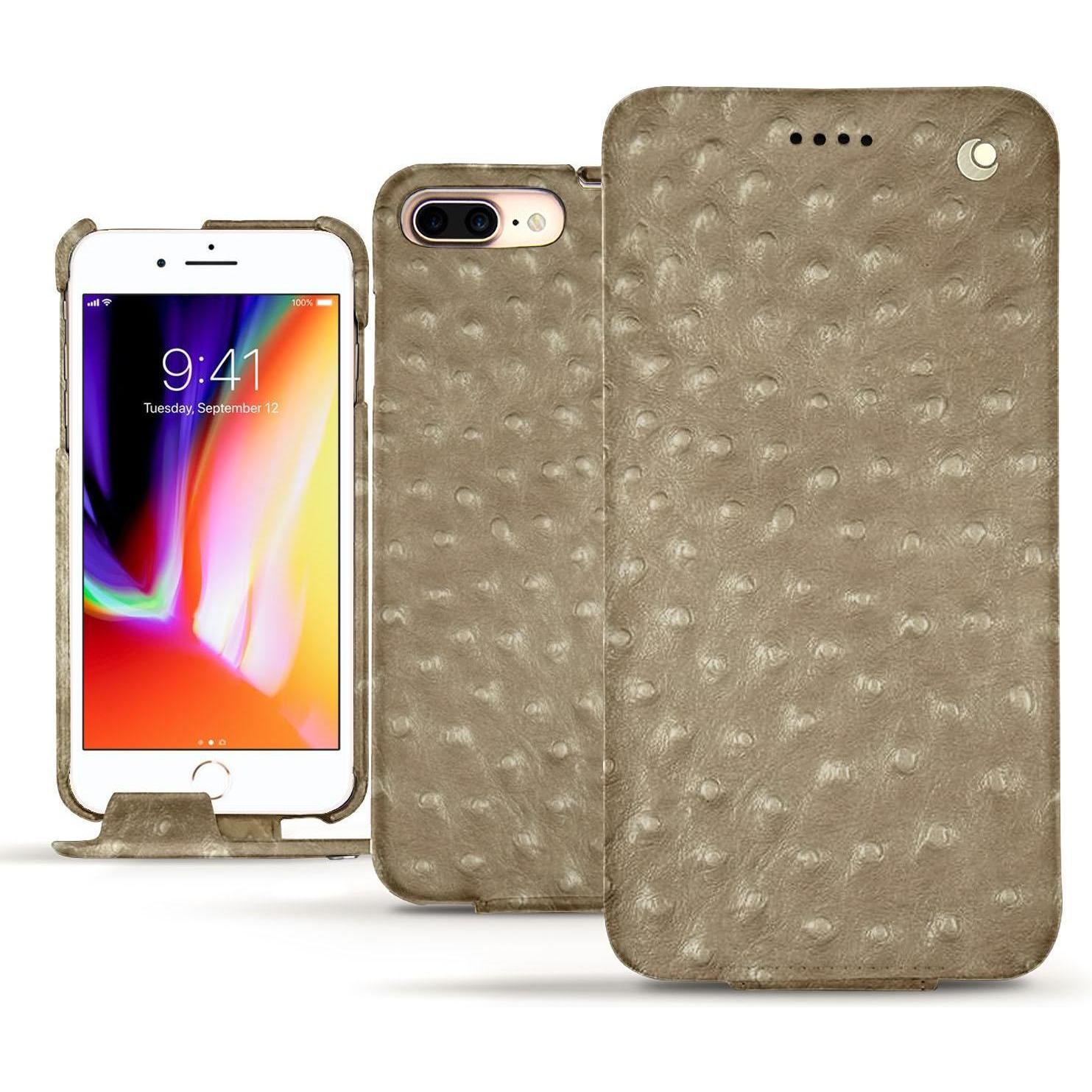 Noreve Lederschutzhülle vertikal (Apple iPhone 8 Plus), Smartphone Hülle, Beige