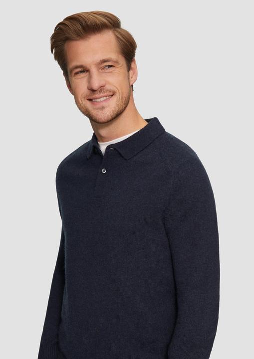 Produktbild s.Oliver Strickpullover Softer Polo-Strickpullover aus reiner Wolle (S)