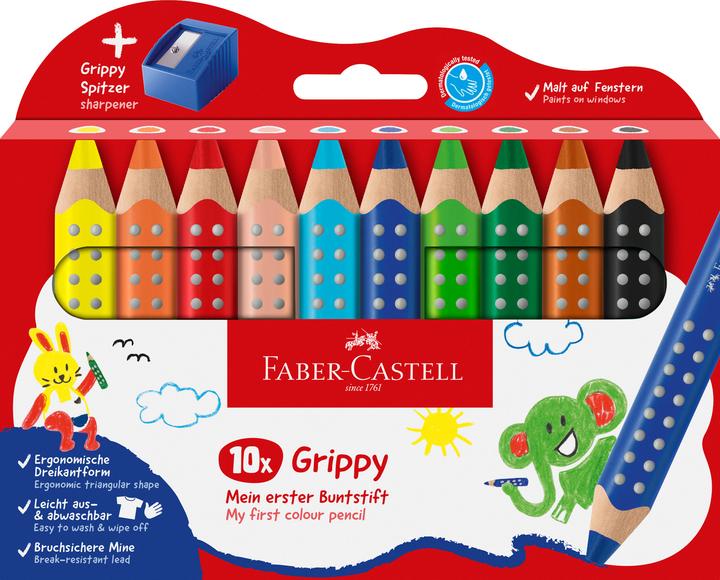 Faber-Castell Pochette de crayons de couleur Grippy (10 x)