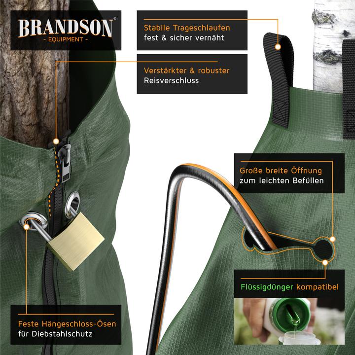 Actual product image Brandson 3x Bewässerungssack, Bewässerungssystem, Bewässerungsbeutel 75 L, Ösen für Diebstahlschutz (Irrigation kit)