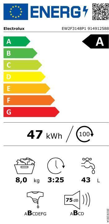 Energie-Label Electrolux EW2F3148P1 TimeCare 500 Washing Machine