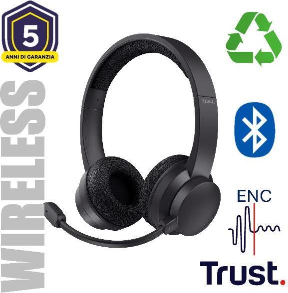 Actual product image Trust AYDA USB-ENC PC Headset (Cable, Wireless, USB-C)