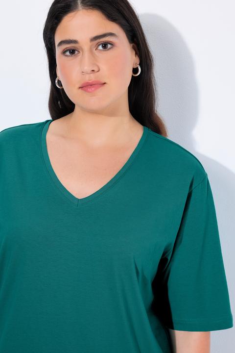 Produktbild Ulla Popken T-Shirt, Basic, Relaxed Fit, V-Ausschnitt, Halbarm (60)