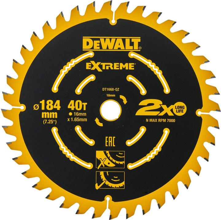 Productafbeelding DeWalt Cirkelzaagblad accu 184/16mm 40WZ