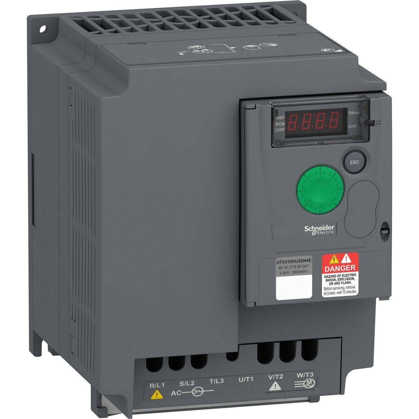 Schneider, Convertitore di frequenza, Inverter, Easy Altivar 310, 5,5kW, 380-460V AC, trifase, senza filtro ATV310HU55N4E