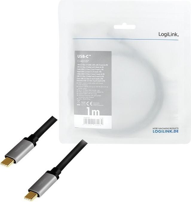 Immagine prodotto LogiLink USB C — USB C (1 m, USB 3.2 Gen 2, 10 W)