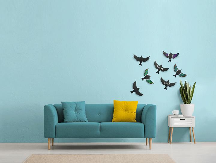 Produktbild Securit 3D-Wand-Kreidetafel "BIRD", schwarz inklusive Montagematerial und Kreidemarker (28 x 16.30 cm)