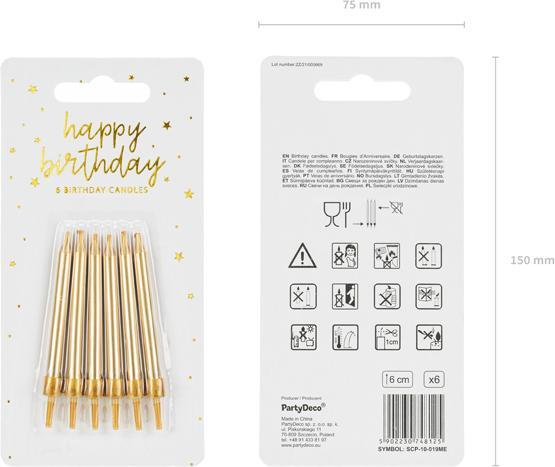 Immagine prodotto Partydeco Candele di compleanno oro 6cm 6 pezzi (6 x)
