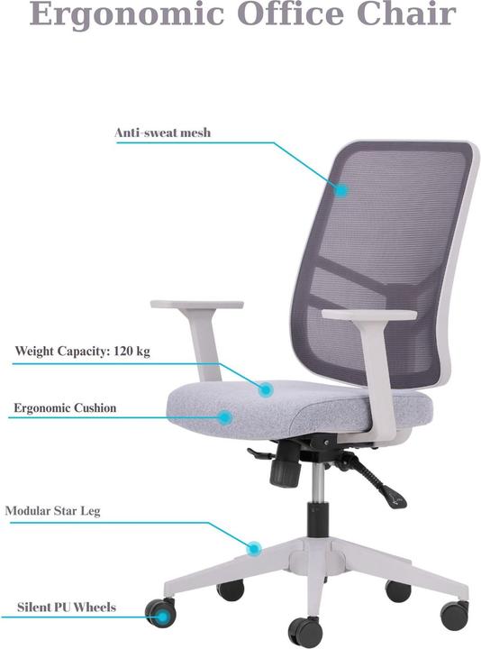 Image du produit Kalune Design Leto Grey Office Chair Set 2 Pieces