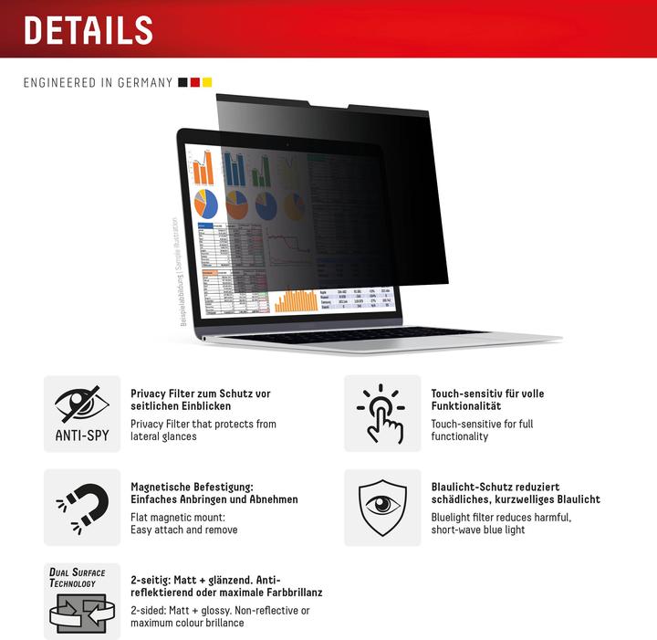 Produktbild Displex Privacy Safe, Laptop Blickschutzfilter (15.12", 3 : 2)