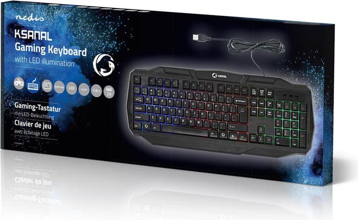 Produktbild Nedis Wired Gaming Keyboard Gaming-Tastatur mit Kabel USB 2.0 US-amerikanisches Tastaturlayout Schwa (Eng. Int., Kabelgebunden)