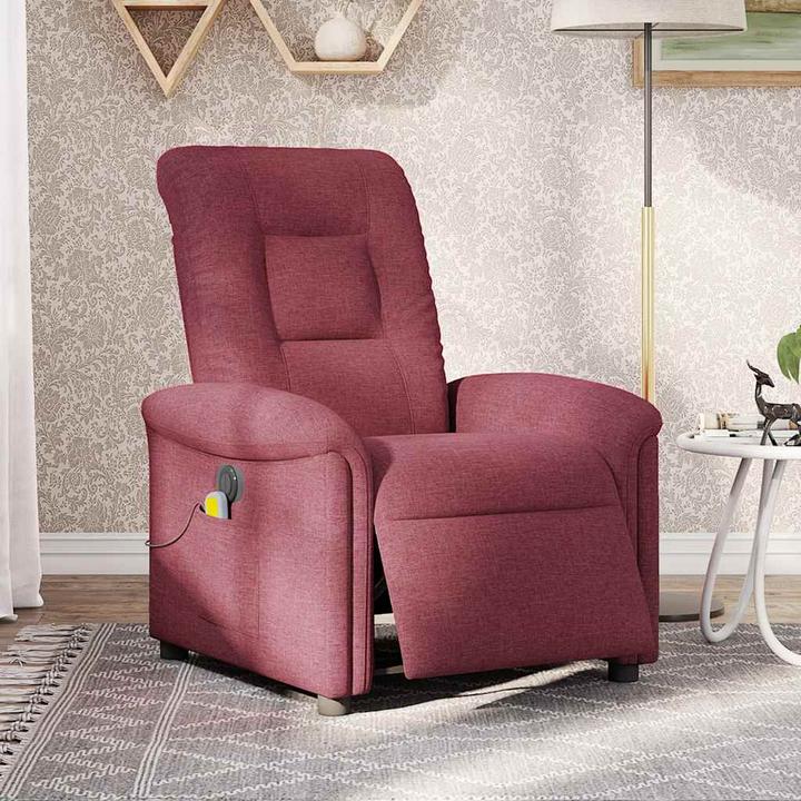Actual product image vidaXL Massage chair electric wine red fabric