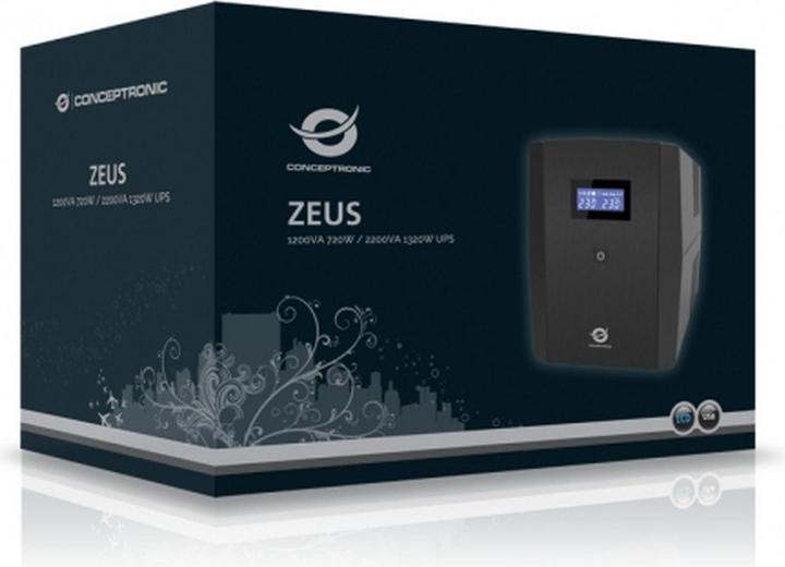 Produktbild Conceptronic ZEUS USV 1200VA LED / ZEUS 03E (1200 VA, 720 W, Line-Interaktiv USV)