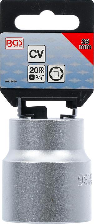 Actual product image BGS Socket, Hexagon 20 mm (3/4") Drive 36 mm (36 mm)