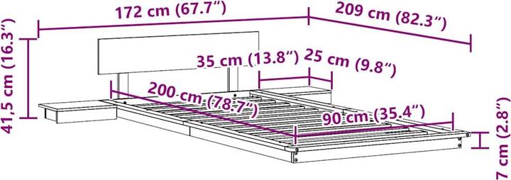 Actual product image vidaXL Bedstead (90 x 200 cm)