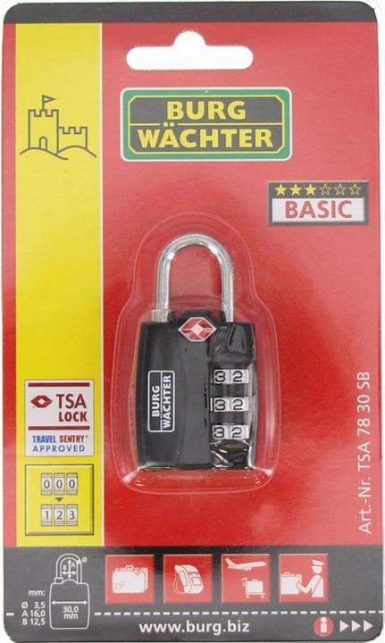 Actual product image Burg Wächter Combination padlock TSA 78 30 SB