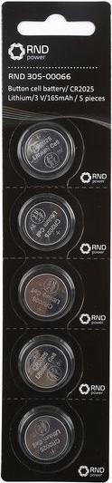 Image du produit RND Pile bouton, CR2025, 3V, paquet de 5 pièces (5 pcs, CR2025, 160 mAh)