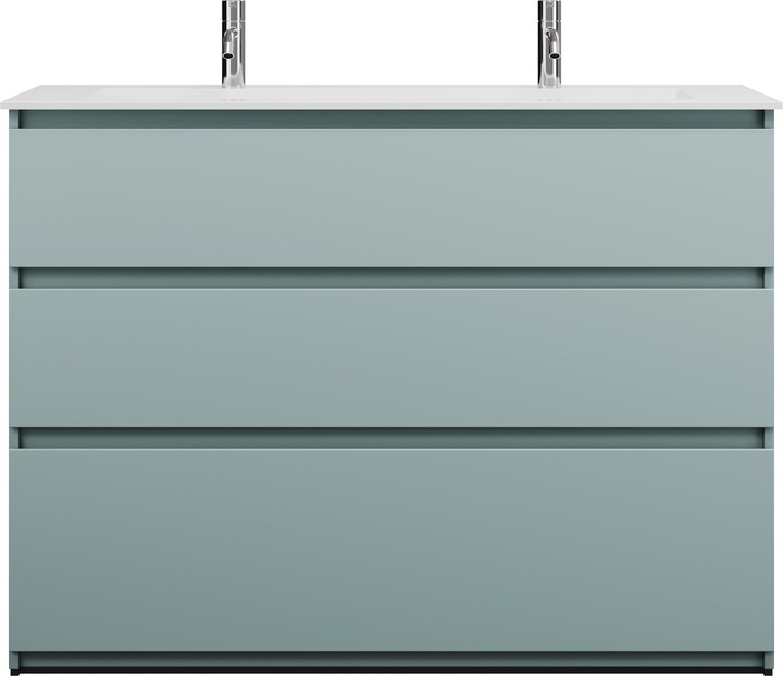 Immagine prodotto burgbad Lin20 Minearl lavabo in fusione colore bianco lucido con 2 fori per rubinetto incluso mobile