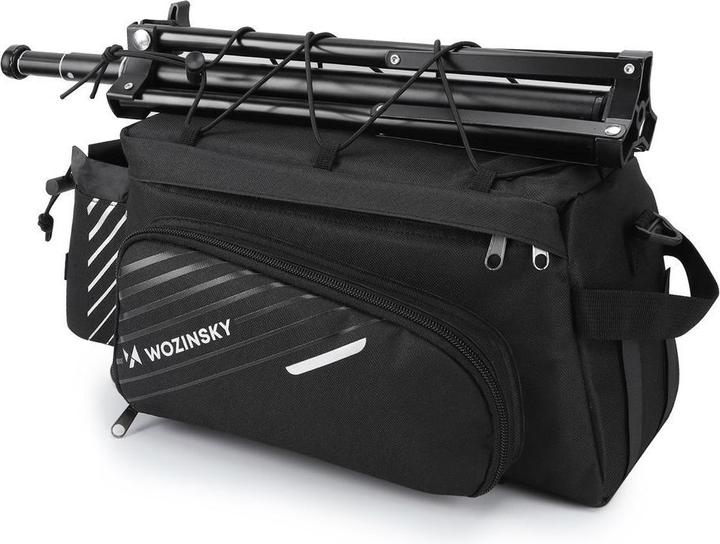 Produktbild Wozinsky bike carrier bag with 9l shoulder strap (rain cover included) black (WBB22BK) (9 l, Gepäckträgertasche)