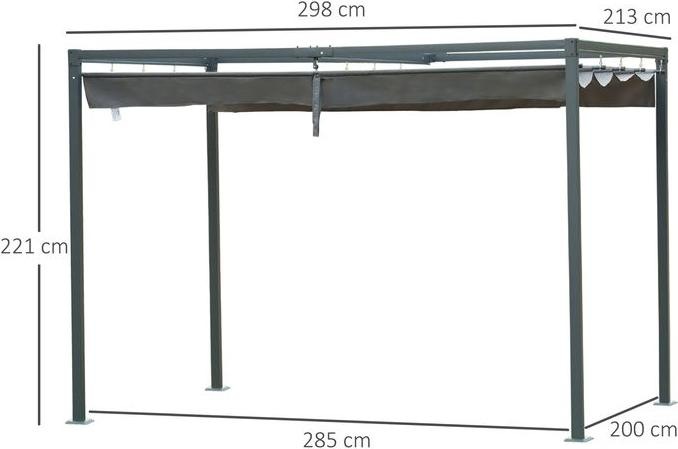 Actual product image Swisshandel24 Pergola Pavillon, Schiebedach, 298x213x221 cm, Grau, wetterfestes Polyester (298 cm, 213 cm)