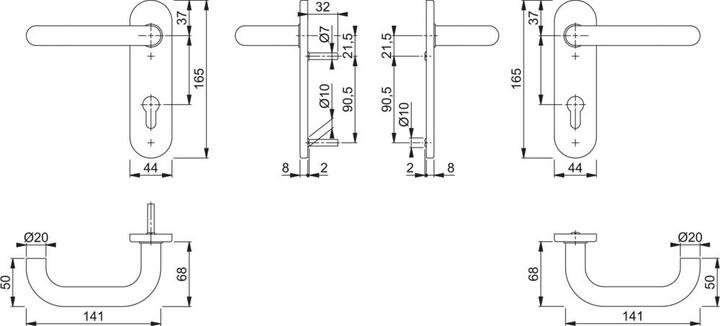 Actual product image Hoppe Short backplate fitting (Door handle)
