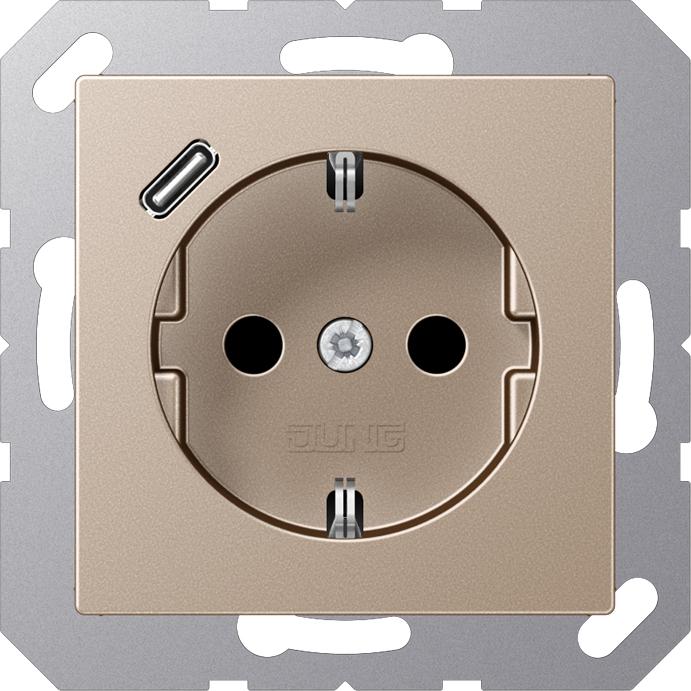 Actual product image JUNG A1520-18CCH w.USB Type C socket outlet SCHUKO