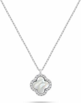 Actual product image Brilio Silver - Silver women's necklace Four-leaf clover with mother-of-pearl NCL192W