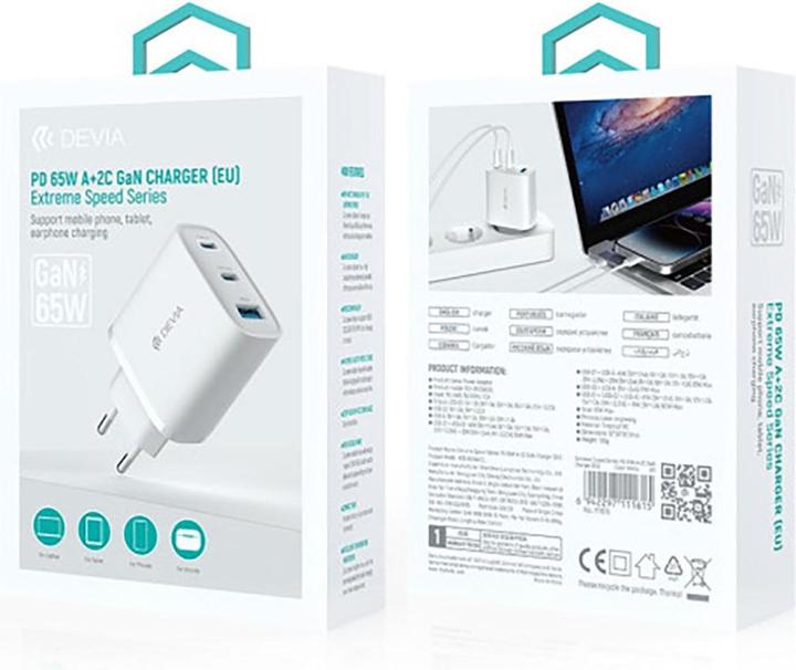 Actual product image Devia TFCHARGE052 Netzteil (65 W, 3 ports)