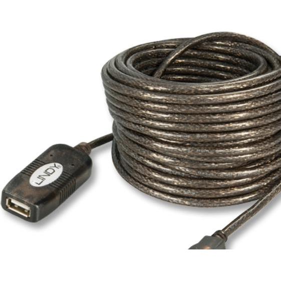 Thumbnail - Lindy USB Aktiv-Verlängerungskabel (20 m, USB 2.0), USB Kabel