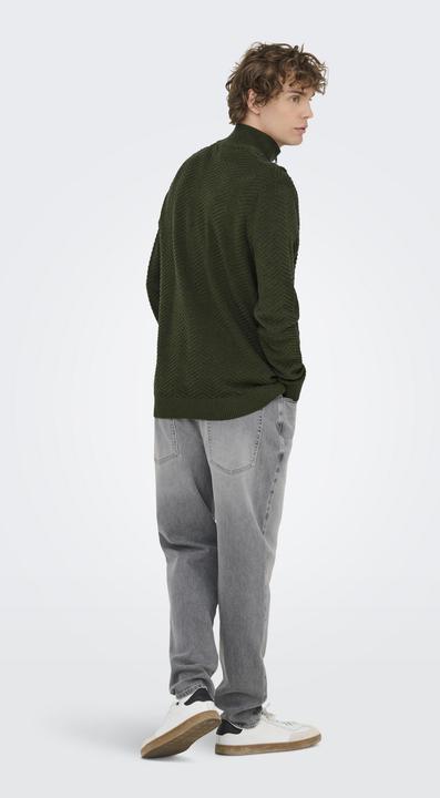 Produktbild Only & Sons Onsmace Reg 12 Herringbon Half Zip Knit (3XL)