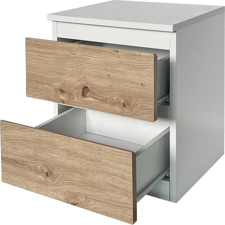 Produktbild HTI-Living Nachtkommode 2 Schubladen Thekla Weiss-Artisaneiche 2er-Set (34 x 30 x 41 cm)