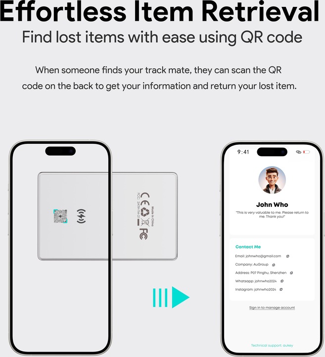 Image du produit Aukey TrackMate 3 Smart TrackerCard TM-21 (iOS)