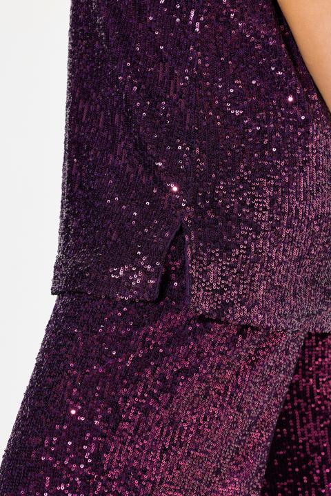 Immagine prodotto Ulla Popken Maglia dal taglio oversize con paillettes, scollo a V e mezze maniche (46, 48)